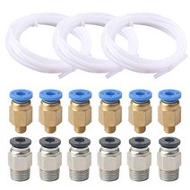 FULARR 3m 전문 PTFE 테플론 튜브 푸시 피팅 커넥터 키트 : 6 개 PC4-M6 빠른 피팅 + 6 개 PC4-M10 스트레이트 공압 피팅 3D 프린터 Bowden 용