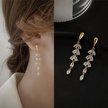 [썸앤제이은]925은침 큐빅 믹스버블 귀걸이