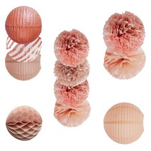 WENYAN 11 pcs 종이 파티 키트 매달려 장식 생생한 색상 파티 장식 이벤트에 대 한 종이 파티 장식, 10인치 8인치 6인치, 로즈 골드