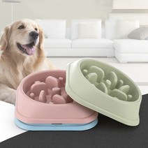 강아지 고양이 슬로우식기 비만방지 급체방지 그릇 [루밥몰], 2비만방지그릇-그린