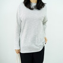 빅걸스토리 빅사이즈 여성 웨이브 스트라이프 기본 긴팔티셔츠