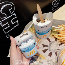 AirPodsPro 실리콘 이어폰 케이스 커플 Mcflurry아이스크림+키링, 푸른 색, AirPods 1세대