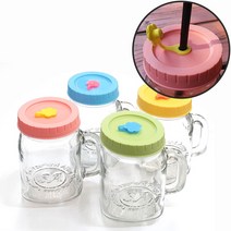 유리병 머그 유리 머그컵 뚜껑 빨대 머그잔 4p 세트, 상세페이지 참조, 상세페이지 참조, 상세페이지 참조