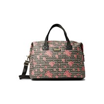 Juicy Couture 쥬시 꾸뛰르 워드 플레이 오버나이터, Black Beige with Floral Overla