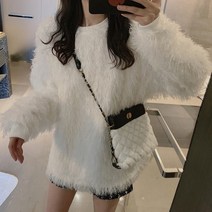 페이크 퍼니트 부클 니트 겨울 털 오버핏