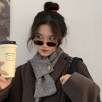 QiYuQoo 고급 양모 니트 작은 스카프 여성 가을과 겨울날 학생 귀여운 따뜻한 조커 짧은 스카프 가을과 겨울 남성 조수