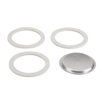 비알레띠 개스킷 3개와 알루미늄 커피 포트용 필터 1개 3컵 포장., 9-Cup