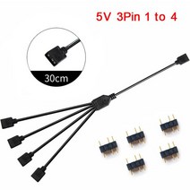 Cable ARGB-연장 케이블 30cm 1 ~ 5 3 핀 RGB 분배기 MSI A S AS AURA LED, 04 5V 3pin 1 to 4