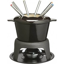KitchenCraft 가정용치즈퐁듀냄비팟세트 초콜릿 초콜렛 퐁듀세트 멜팅 중탕기그릇 녹이기 워머 6인용 포크꼬치, 블랙
