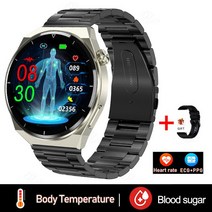 ECG PPG 스마트 워치 남성 건강 혈압 심장 박동 피트니스 스포츠 시계, [01] Black Steel