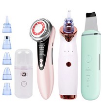 고주파마사지기 바디 얼굴 피부마사지기 4 in 1 광선 요법 핫 압축 페이셜 마사지, 핑크 세트 1