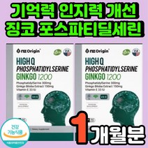 부모님 선물 두뇌에 좋은 혈관 건강 실버 혈액 순환 고3 70대 할머니 하이큐 포스파티딜 세린 징코 1200 두뇌 은행잎 징코 빌로바 인지질 플라보놀배당체 뇌기능 개선 영양제