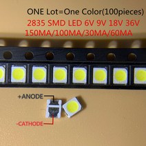 고휘도 SMD LED 2835 1W 흰색 1000 개/개입 6V 18V 150MA/100MA/30MA/60MA/, 한개옵션1, 04 18V60MA