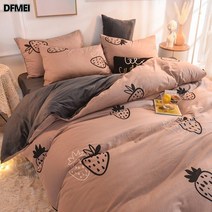 DFMEI 침구 4종 세트 체크 이불 잿빛 이불 시트 사람 기숙사 3종 세트