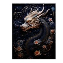 용그림 드래곤 5D 다이아몬드 페인팅 동물 모자이크 풀 자수 DIY 홈 장식 선물, 106.FAN02905 - 라운드 40x50cm