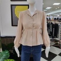 오조크 DP01 셔링 웨스트 퍼프 블라우스 FOQFCBA502P