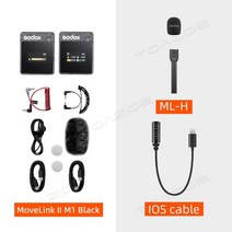 무선마이크 방송용 ASMR 스튜디오 핸디 Godox MoveLink 무선 라발리에 카메라 마이크 송신기 M1 M2 II 업그레이드, 15.II M1 Black Kit 6