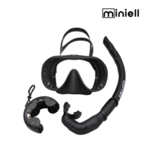 miniell 미니엘 프리미엄 스노쿨링마스크+롤업스노클 세트, 베이직블랙