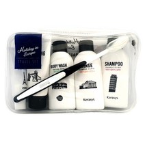 [MantaX] 여행용 세면도구 6종세트 샴푸린스 칫솔치약 바디워시 클렌징폼 국내 해외 여행용파우치