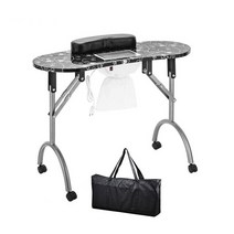캠핑 테이블 나들이 차박 1인용 식탁 foldable mani desk for home 뷰티 살롱 with 손목 쿠션 팬 집진기 바퀴 캐리 가방 매니큐어 테이블 네일 스테이션, 협력사, 블랙 110v