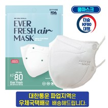 더숨 KF80 대형 새부리형 숨쉬기 편한 쿨링감소재 귀통증없는 특수밴드 적용 에버프레쉬 보건용 마스크 1매입 개별포장, 20개입, 1개, 화이트