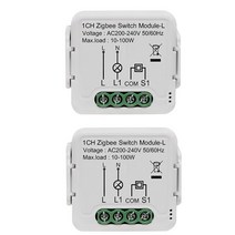 -Zigbee 3.0 스마트 조명 스위치 모듈 중립 와이어 필요 없음 알렉사 구글 홈 Gang 2, 01 White
