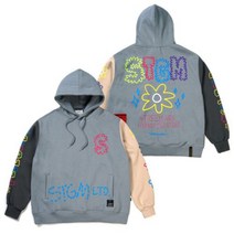 (주)스티그마코퍼레이션 STIGMA 스티그마 FLOWER OVERSIZED HEAVY SWEAT HOODIE BLUE GREY