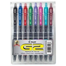 PILOT G2 프리미엄 리필가능 & 접이식 롤링 볼 젤 멀티컬러 잉크 8자루 세트 (31128)583487, Assorted Fashion