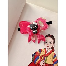 [그레이스샵] 헤어핀 헤어장식 키즈 여아 한복 액세서리 머리핀 일자핀 리본 집게핀