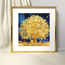 구슬십자수 보석 금전수 돈들어오는나무 5D 크로스 스티치 자수 풍경 모자이크 아트 비즈공예, Round Drill 20x20cm