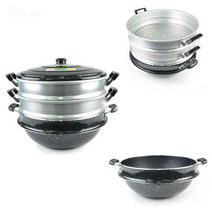 식당 업소용 열전도 3단 찜솥 찜기 가마솥 48cm 찜기냄비 찜솥냄비