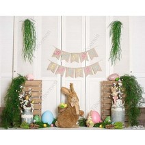 포토죤 포토존 만들기 설치 포토월 파티 생일 배경 행복 한 부활절 토끼 부활절 달걀, 실크와르포이-300x300cm, 하늘색