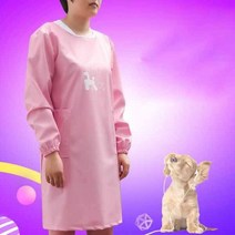 강아지 고양이 미용 카페 앞치마 가운 미용샵 털제거 스타일, M, 핑크-(긴팔)