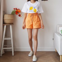 코지 여자 여름 바다패션 깔끔한 화사한 형광 밴딩 숏 반바지