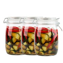 밀폐 유리병 원형 1000ml 1개 (약 지름 10.9cm x 높이 17cm), 1