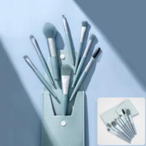 바이브라이프 휴대용 메이크업 브러쉬 8종 세트 화장브러쉬파우치, 블루, 1개