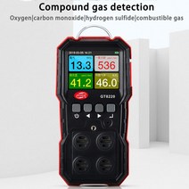 가스탐지기 누수 Victor 가스 검출기 4 인 1 복합 산소 황화수소 일산화탄소 테스터 LEL CO H2S O2 GT8, Black, 01 Black