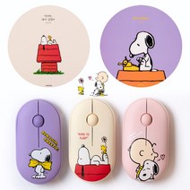 스누피 마우스패드 + 무선 무소음 마우스 세트 예쁜 캐릭터 블루투스 저소음 노트북 휴대용 아이패드 태블릿 맥북 애플 폰 소리안나는 게이밍 귀여운 사무용 디자인 컴퓨터 추천 다이소, 3. 핑크 마우스+베이지마우스패드(1)