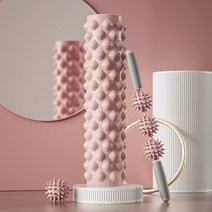 마사지봉 안마봉 마사지바 안마기 전신 폼 샤프트 근육 이완 전문 스토브 파이프 요가 보조 용품 롤링 레그 롤러 메이스 롤러, 핑크 3종 세트 폼롤러 45cm + 마사지스틱 +