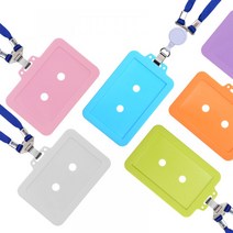 실리콘 명찰케이스 국산 사원증목걸이 신분증케이스, 사원증 가로 퍼플