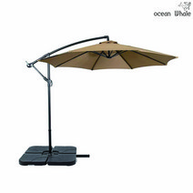 Ocean Whale 초대형 가든 원형 파라솔 + 4piece 물통 받침대 세트, 아이보리+4piece 물통