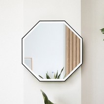 LED 간접 비비안 8각 거울 700x700, LED없음, 블랙