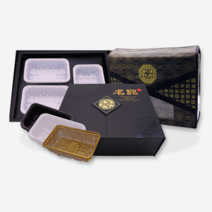 명품 지함박스(창문형) 3구 풀세트(낱개), 3칸(1X3), PET 0.5K(골드) 뚜껑 포함, 1개