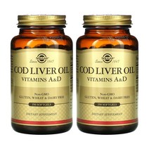 [1+1] Solgar 솔가 코드리버오일 대구간유 비타민A&D 250정 소프트젤 Cod Liver Oil 솔땡 고약사 약들약 2개
