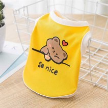 강아지 고양이 옷 곰돌이 쿨 나시 실내복 얇은 골지 민소매 티셔츠