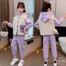 도오빠 아동 트레이닝세트 츄리닝 상하복 겨울 베스트 조끼 후드티 뽀글이 밴딩 조거팬츠 키즈 주니어 초등학생 여아용