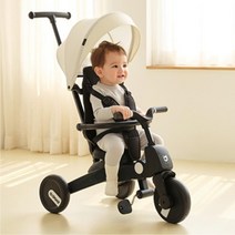 블랙 페달조절 접이식 유모자전거 세발 아기유모차 추천 휴대용 폴딩 애기 3살 4살 유모카 조종 영아, 아이보리