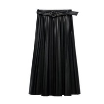 ZARA 페이크 레더 미디 플리츠 스커트 3046331
