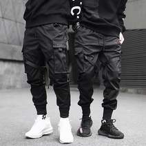 일본 바지 리본 harem joggers 남성 카고 streetwear 2022 힙합 캐주얼 포켓 트랙 남성 하라주쿠 패션 배기바지 남자 7부 9부 반바지