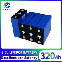 인산철 배터리 밧데리 3.2v lifepo4 320ah 딥 사이클 충전식 lifepo4 팩 diy rv 태양광 앰프용 바람 저장 시스템 요트 지게차, 1개